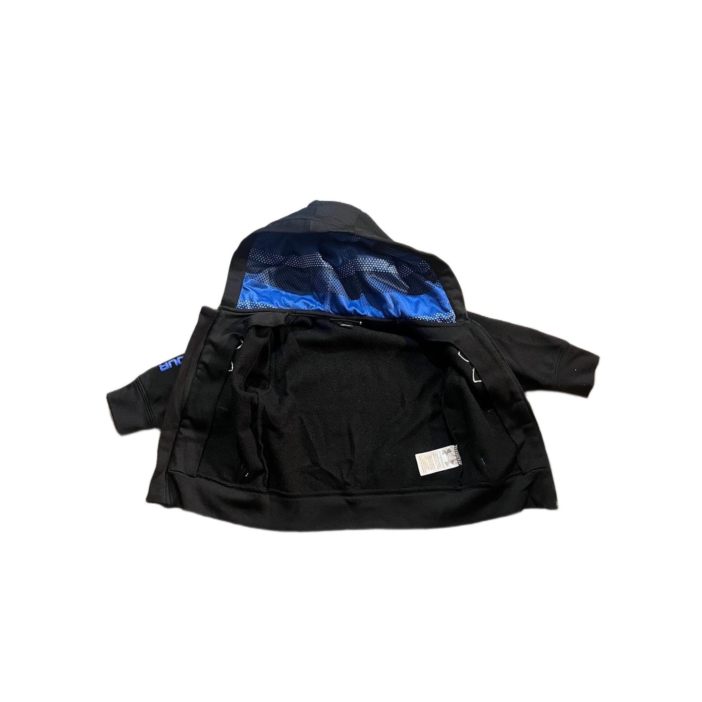 Boy's Under Armour UA Full Zip Hooded Jacket Size 18m Black and Blue Side Hit