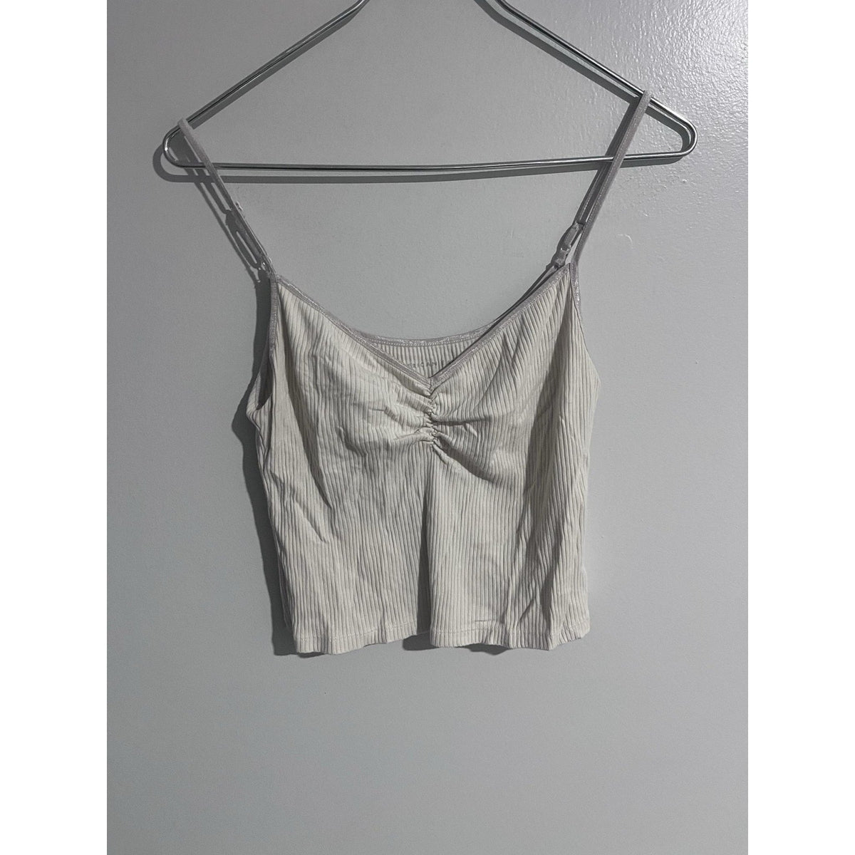 American Eagle Camisole Womens M White Ribbed Knit Adjustable Strappy Tank