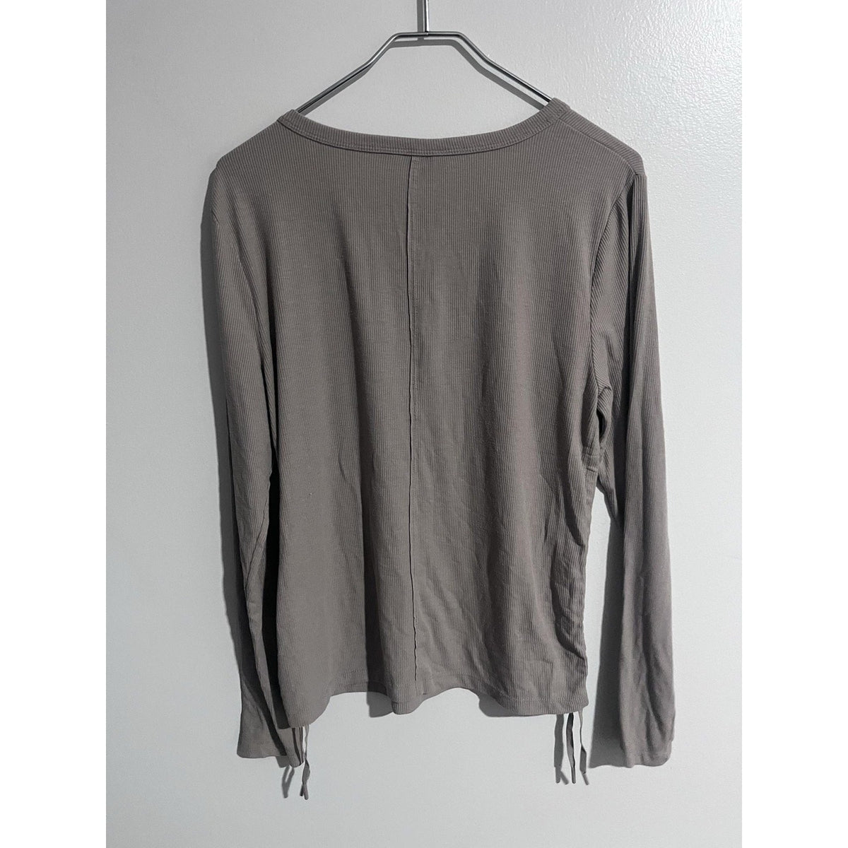 JoyLab Shirt Womens L Gray Ribbed Long Sleeve Stretch Drawstring Hem Jersey