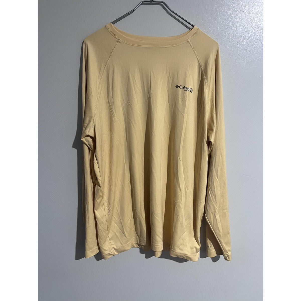 Columbia Shirt Mens L Yellow Long Sleeve PFG UV Protection Crew Neck Polyester