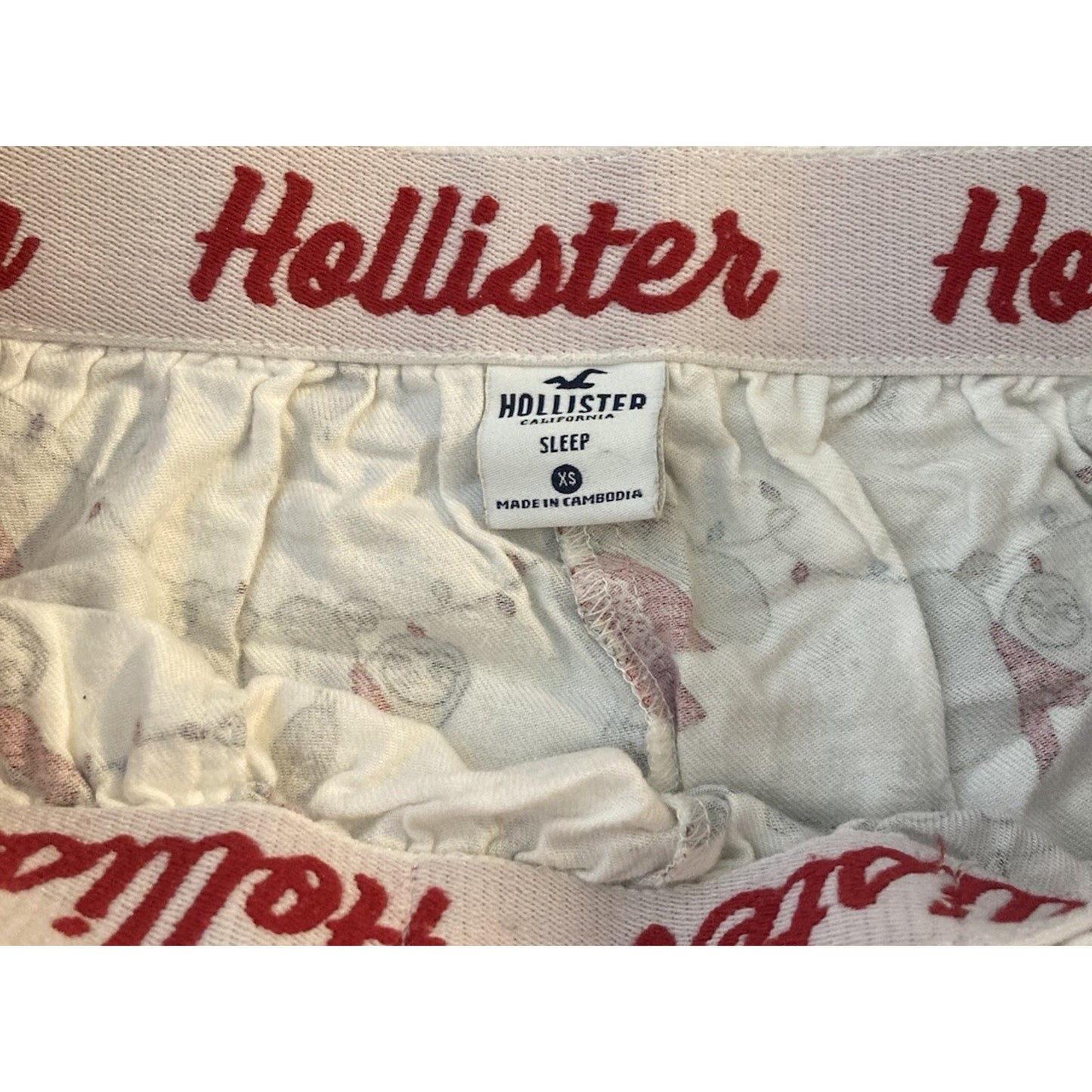 Hollister Fleece Christmas Sloth Pajama Pants Lounge Sleep Pockets Womens Sz XS