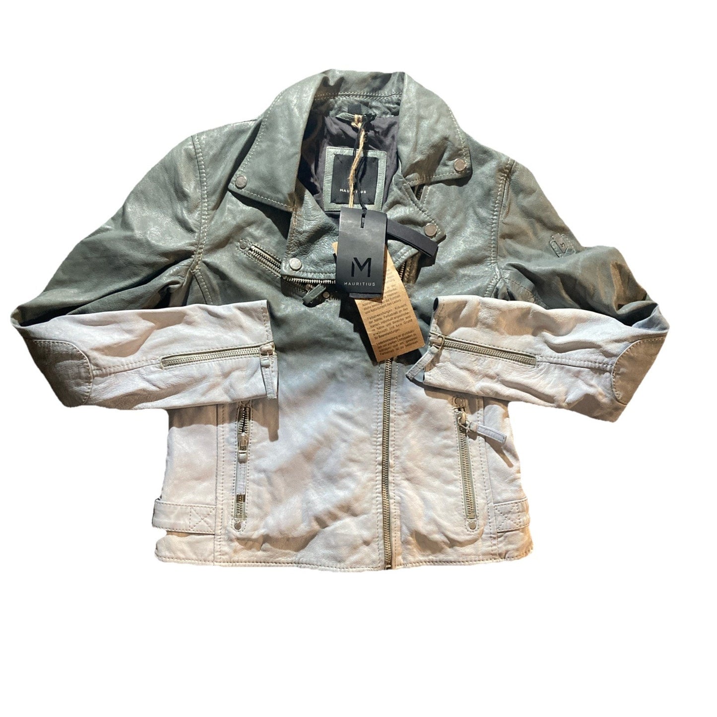 MAURITIUS NWT Sofia Leather Moto Jacket Ombré Gray Women’s Small Size 6