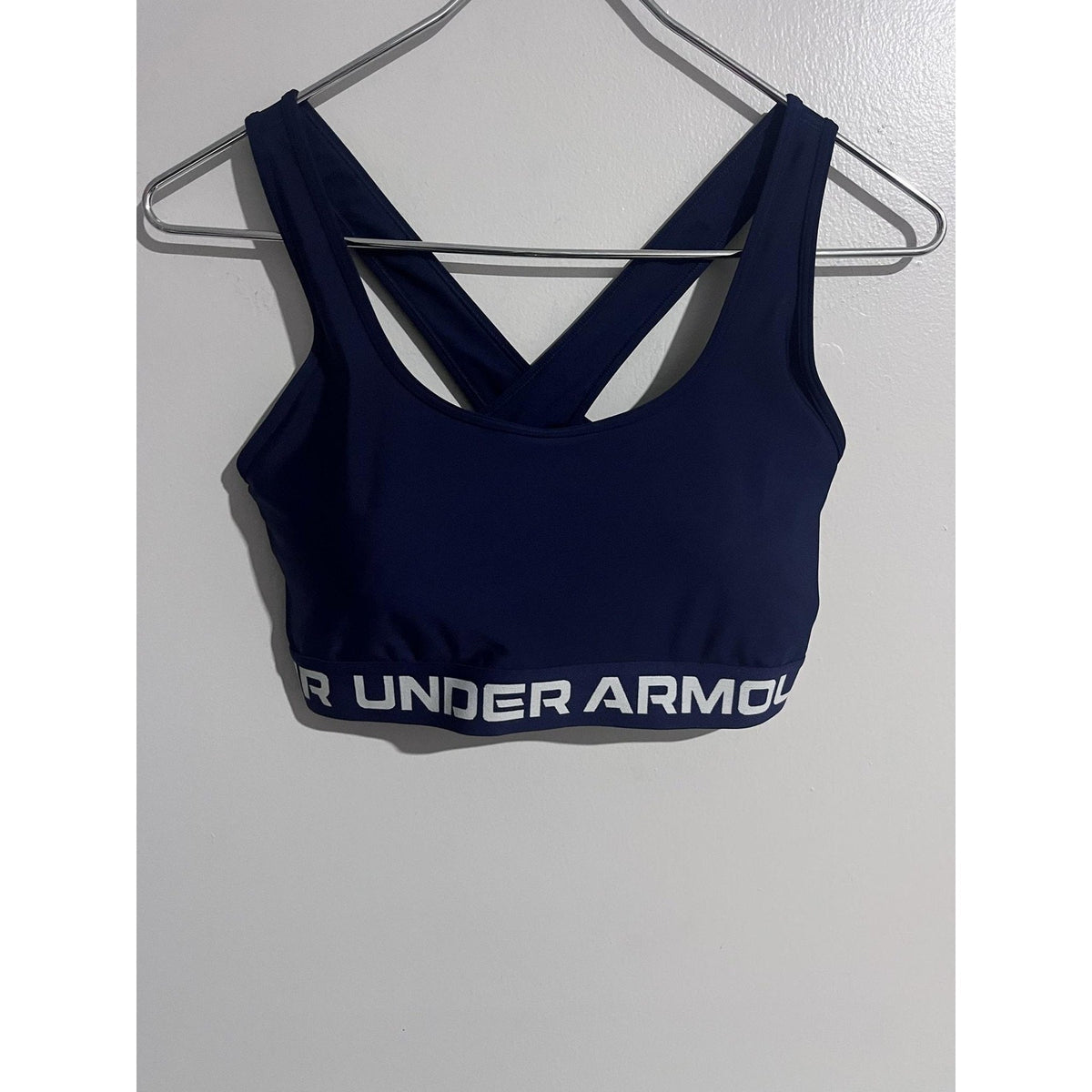 Under Armour Bra Womens XL Blue Sports Bra Padded Compression Crossback