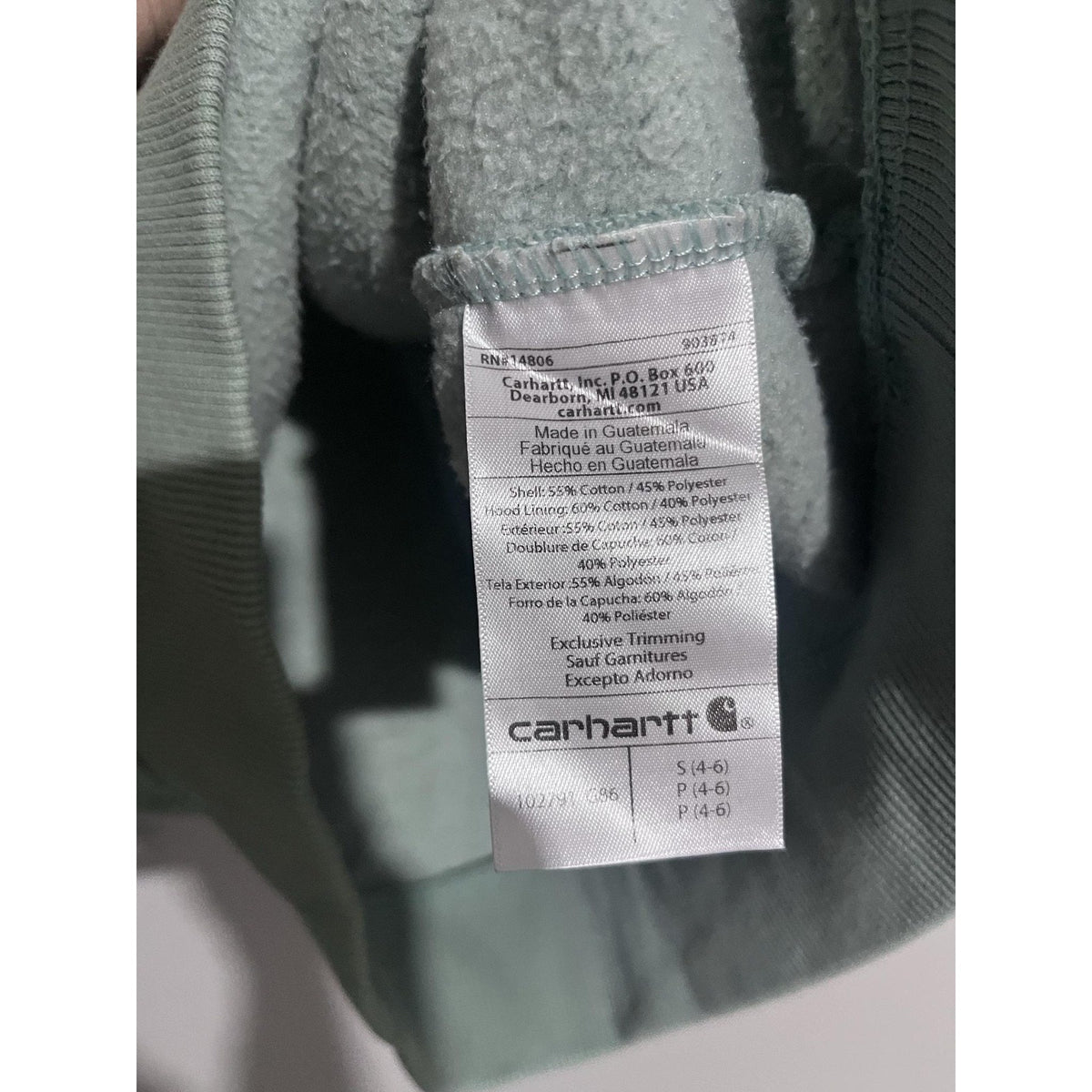 Carhartt Hoodie Unisex S Green Pullover Fleece Relaxed Fit Logo Hooded