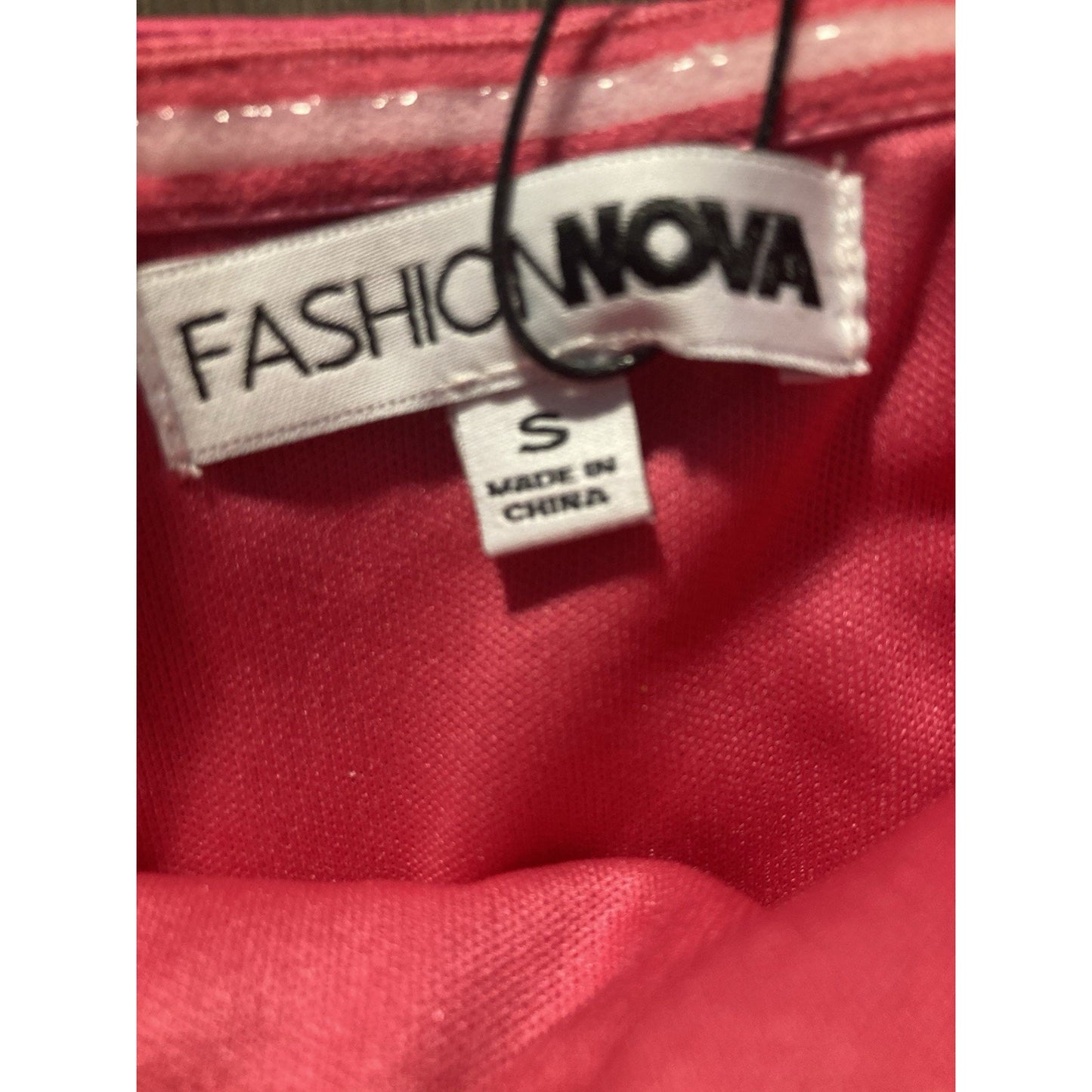 NWT Fashion Nova Bodice Bow Strapless Dress Zip Sz Small Lipstick Hot Pink