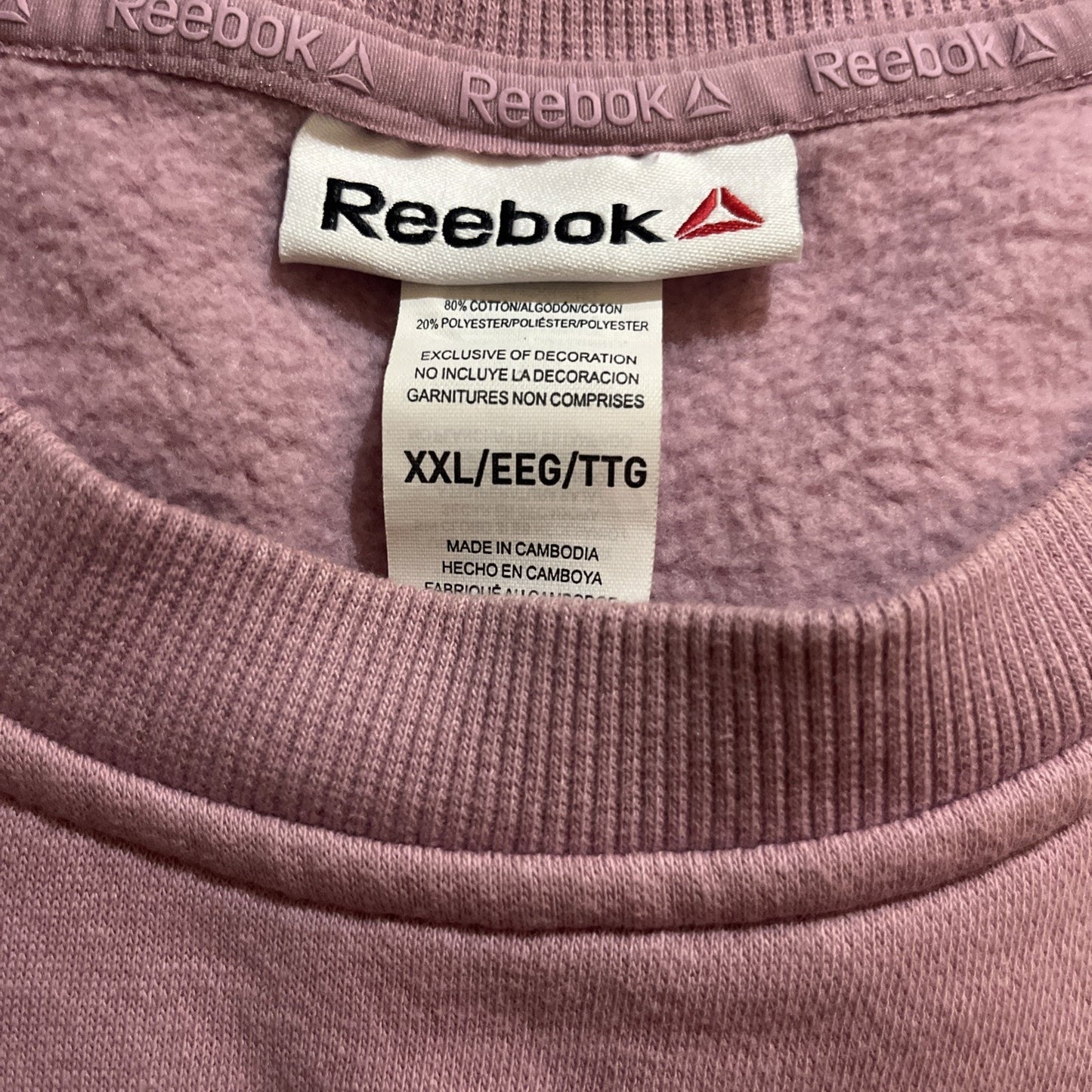 Reebok Lavender Fleece Crew Neck Logo Sweatshirt XXL Long Sleeve Pullover