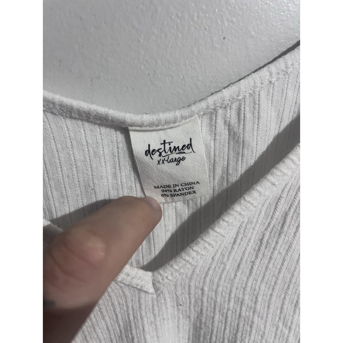 Destined Tank Womens XL White V-Neck Strappy Ribbed Knit Stretch Casual Summer