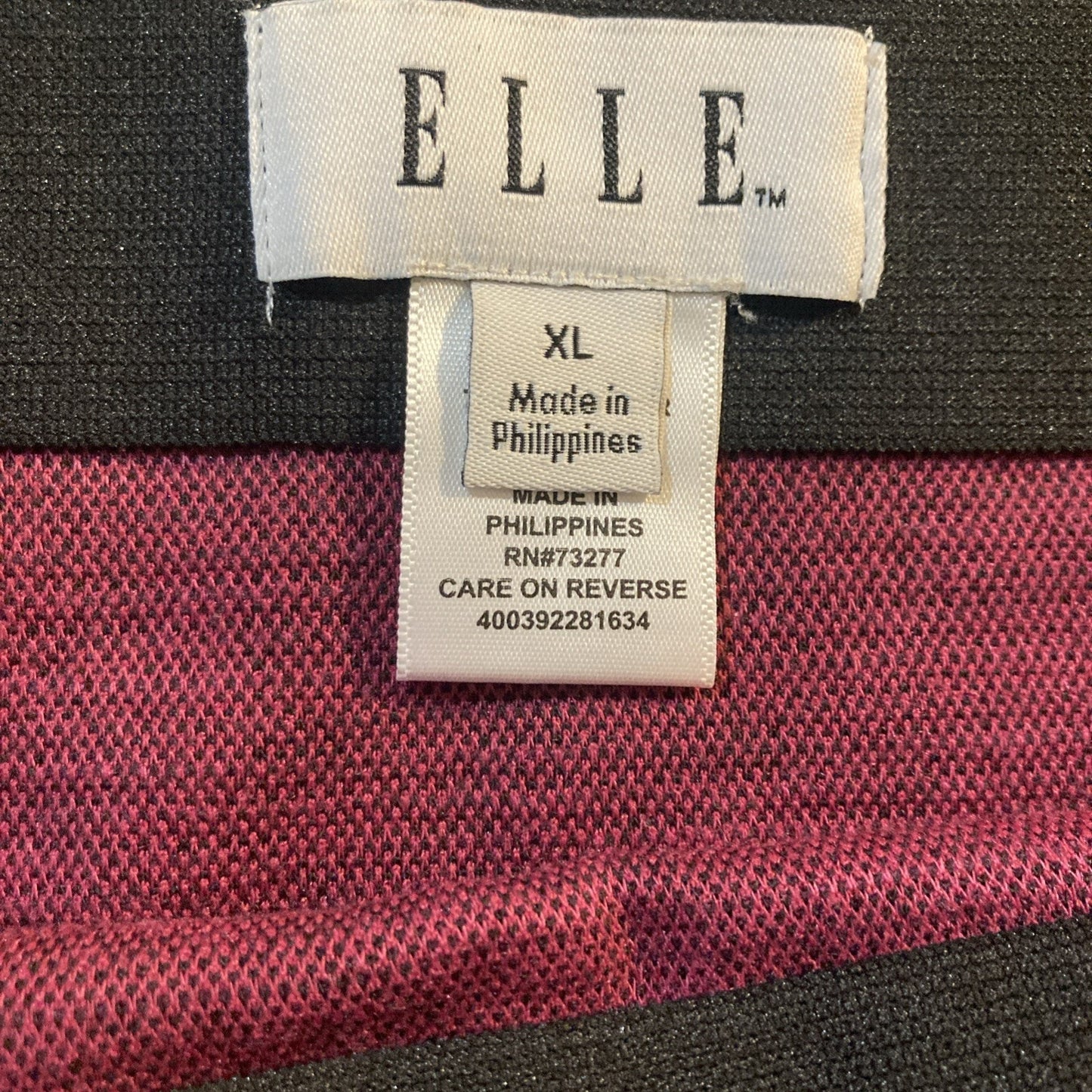 ELLE Pencil Skirt Womens XL Pink Black Woven Knit Contoured-Waistband High Rise