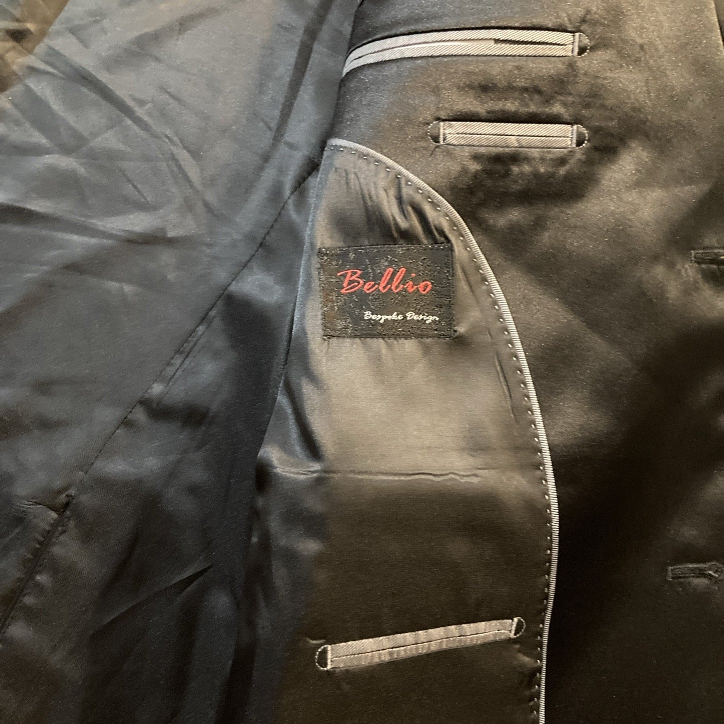 Dark Romantic BELLIO Tuxedo Jacket Mens 42L Black Satin Classic Formal Blazer