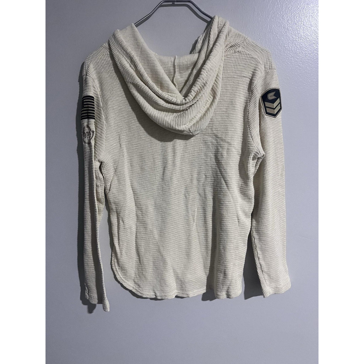 Colosseum Pullover Womens M White Hoodie Knit Hooded Embroidered Tassel TEXAS