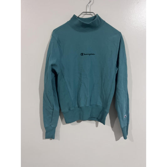 Champion Sweatshirt Mens XS Green Mock Neck Pullover Reverse Weave Fleece
