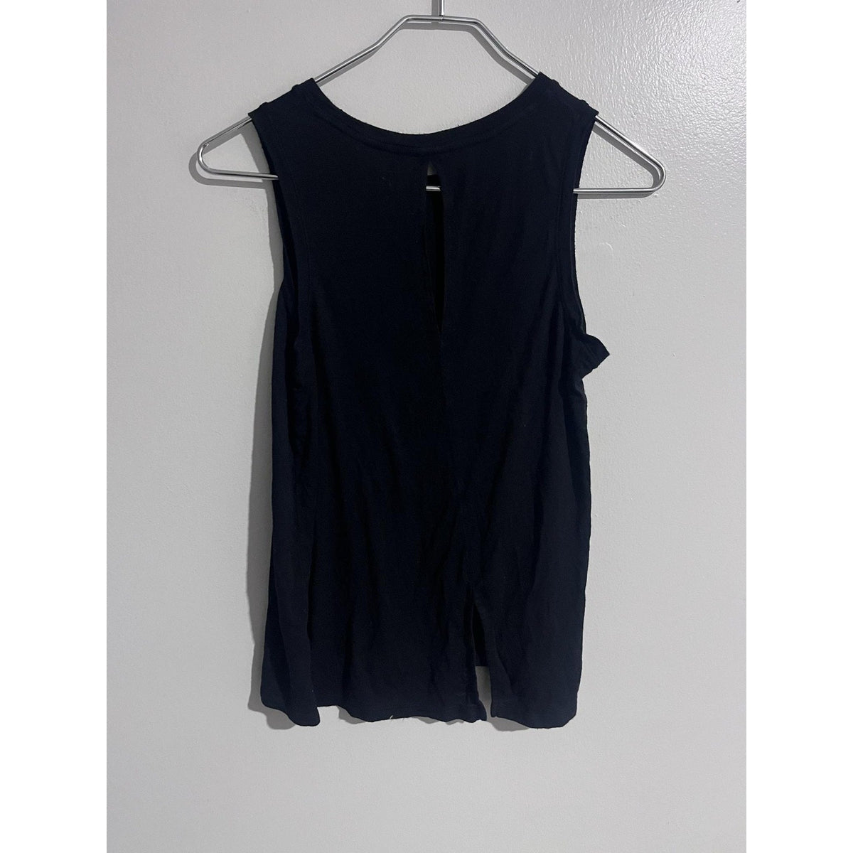 Halogen Tank Womens XS Black Crew Neck Jersey Back Slit Lightweight Stretch