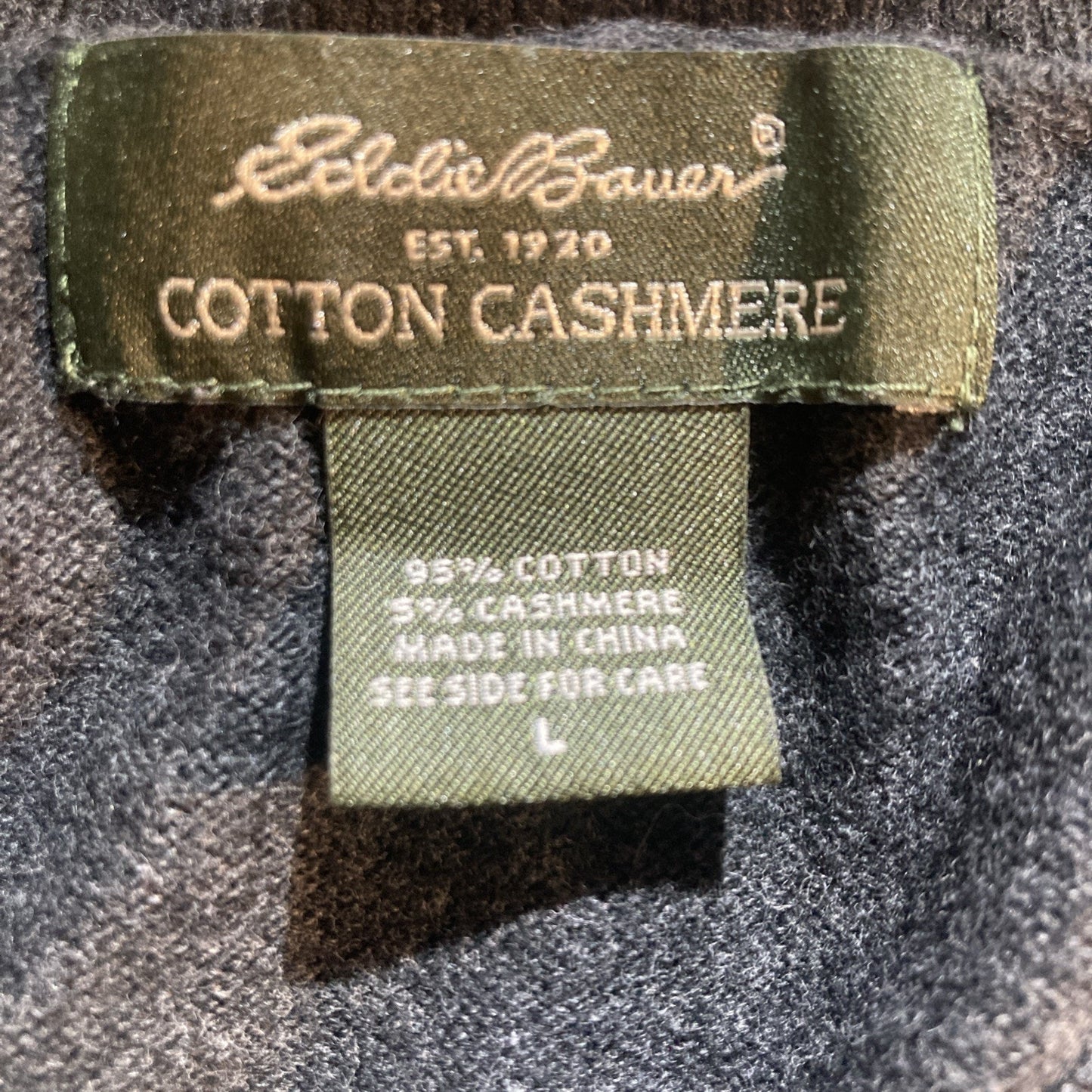 Academia Eddie Bauer Mens Large Gray Solid Knit Cashmere Sweater Vest