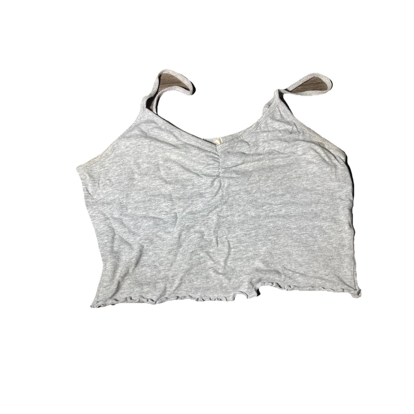 Bozzolo Womens Lettuce Cropped V Neck Tank Top Size Medium Spaghetti Straps Y2K