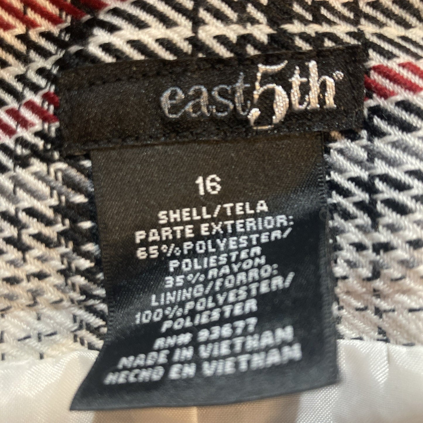 East 5th Plaid A-Line Maxi Skirt Size 16 Black, White, Red Machine Washable