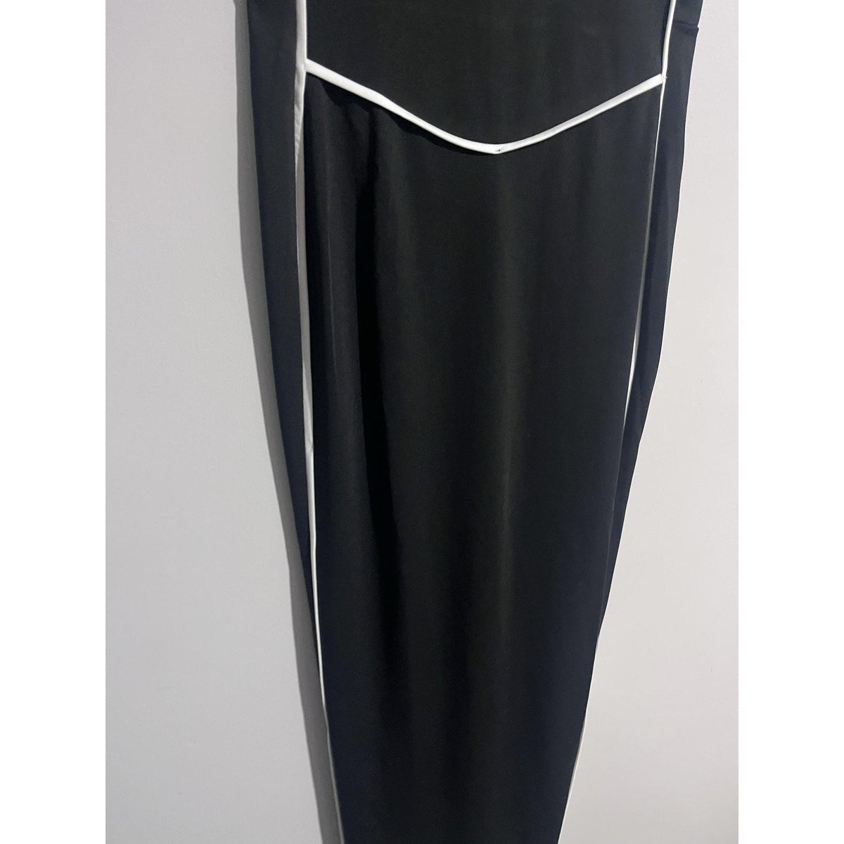 Btfbm Dress Womens L Black Sheath Bodycon Long V-Neck Zip Stretch Party Cocktail