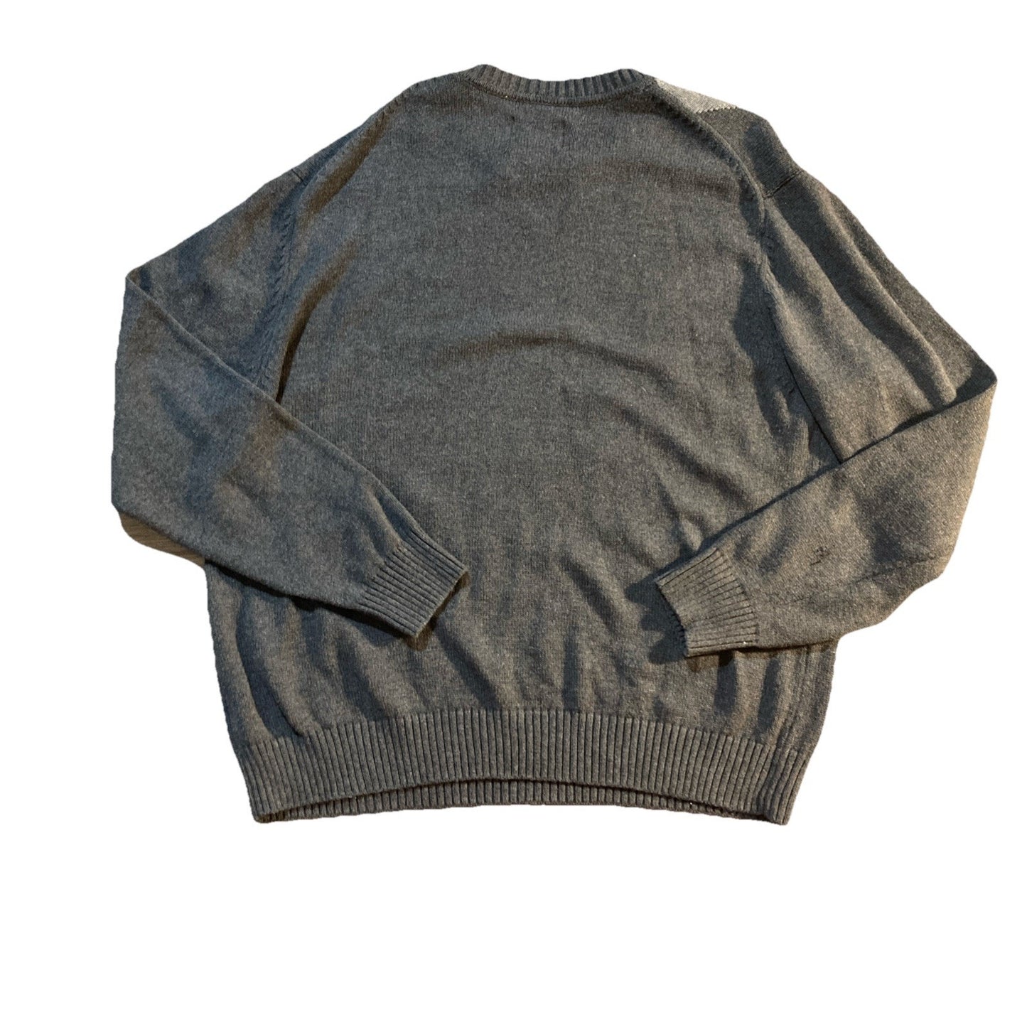 Dark Academia Old Money SADDLEBRED Mens Gray Black Argyle Sweater Cotton XL