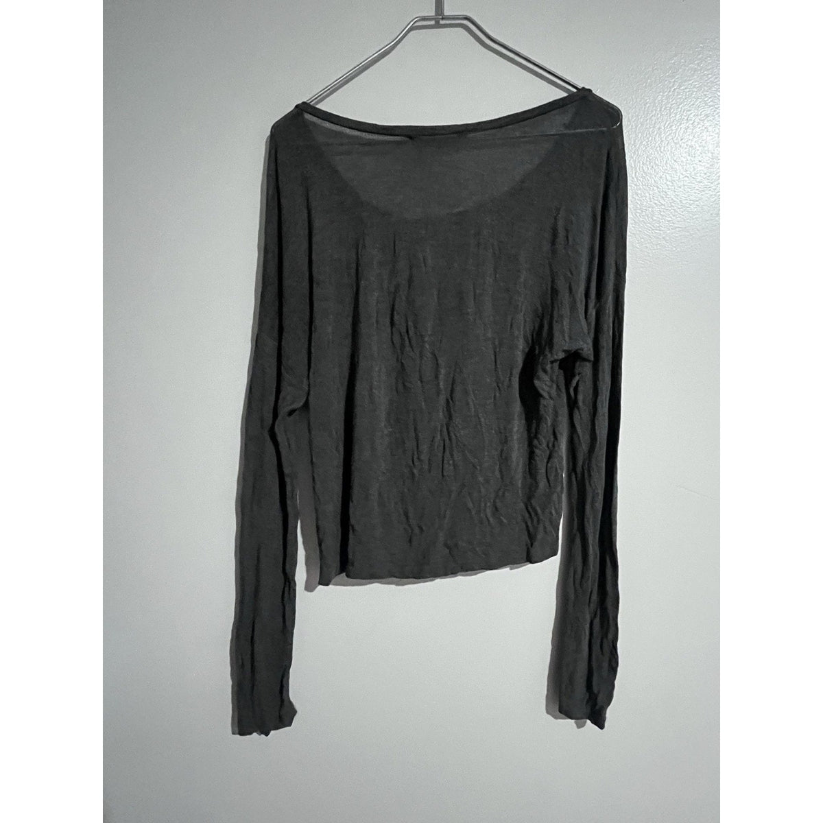 Brandy Melville T-Shirt Womens One Size Gray Scoop Neck Long Sleeve Basic