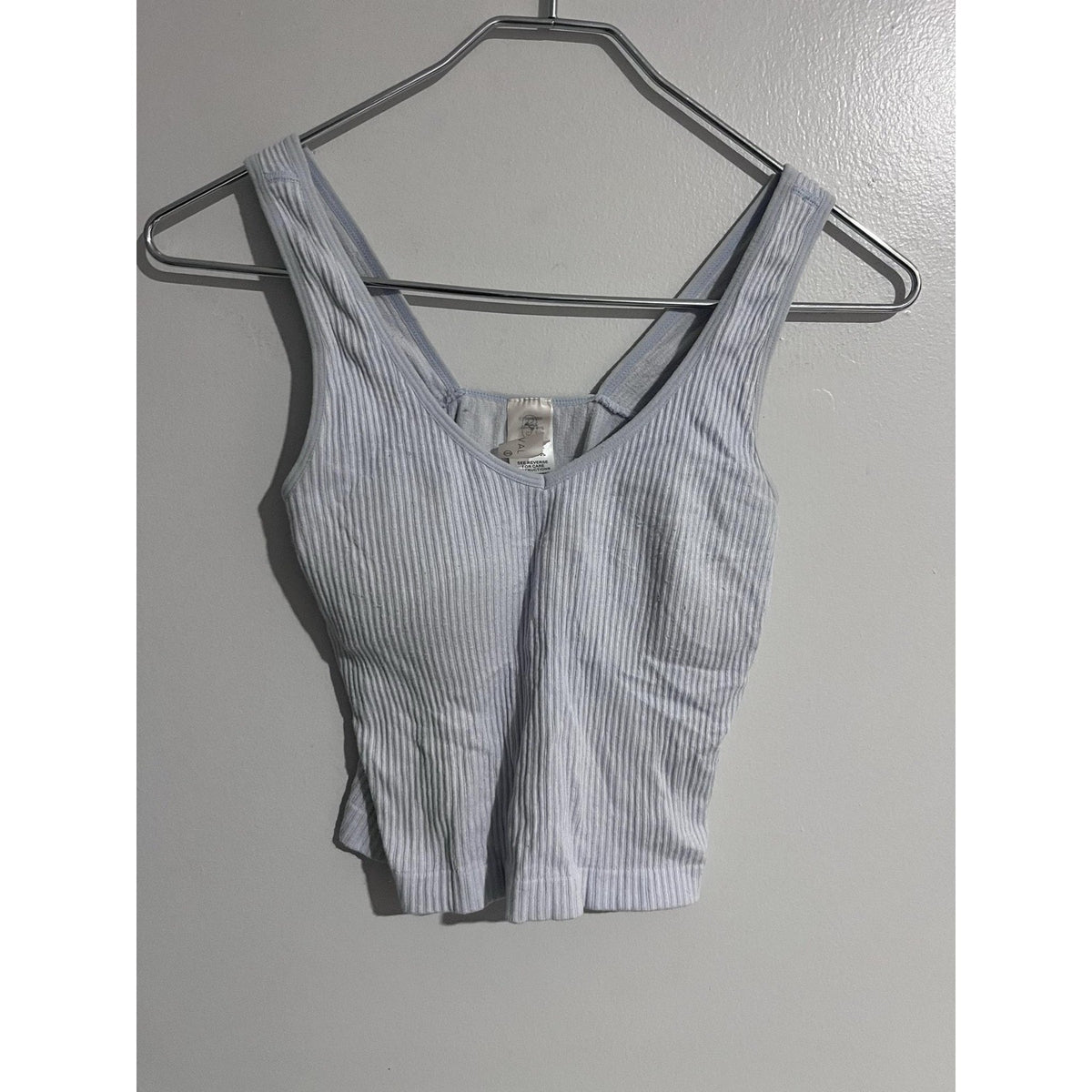 Revival Tank Womens S Gray Cropped Padded Stretch Jersey Summer Casual