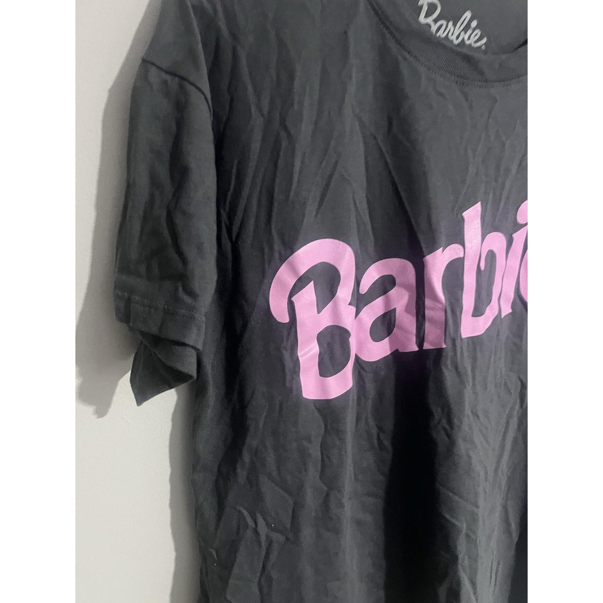 Barbie T-Shirt Womens XL Black Crew Neck Short Sleeve Relaxed Basic Logo