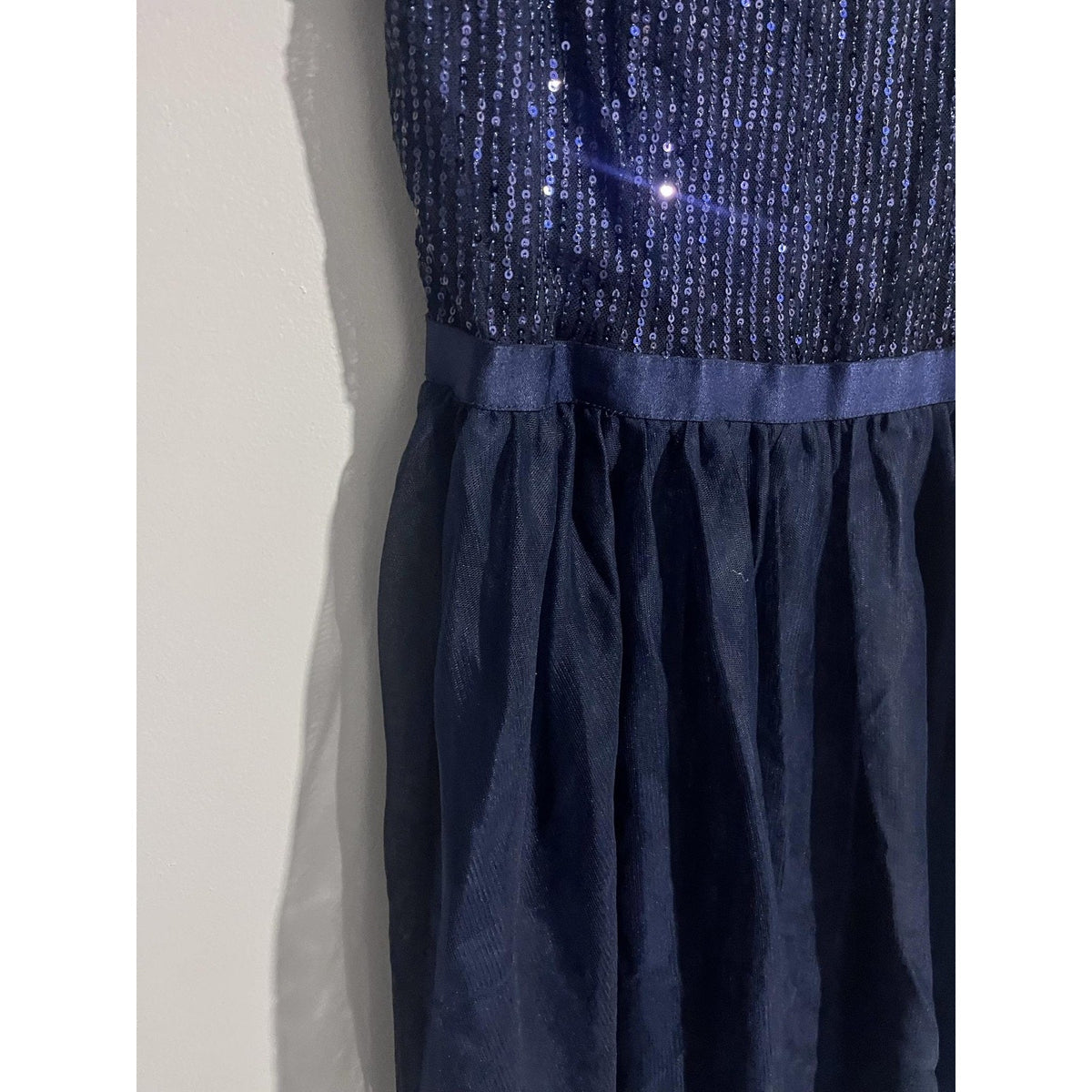 Wedtrend Dress Womens L Blue Fit & Flare Knee Length Sequin Off Shoulder