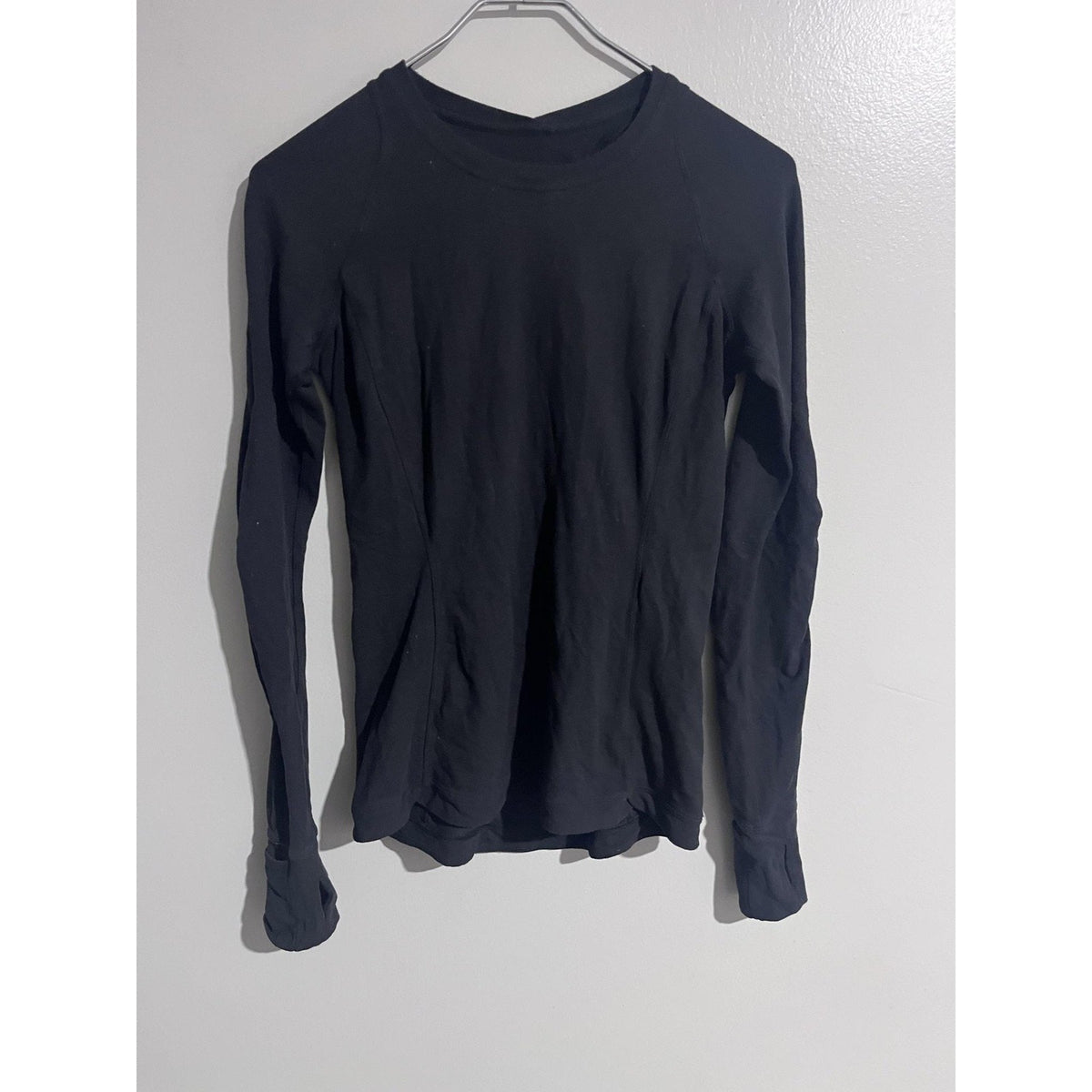 Lululemon Shirt Womens 6 Black Slim Long Sleeve Stretch Pockets Yoga Breathable
