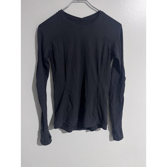 Lululemon Shirt Womens 6 Black Slim Long Sleeve Stretch Pockets Yoga Breathable