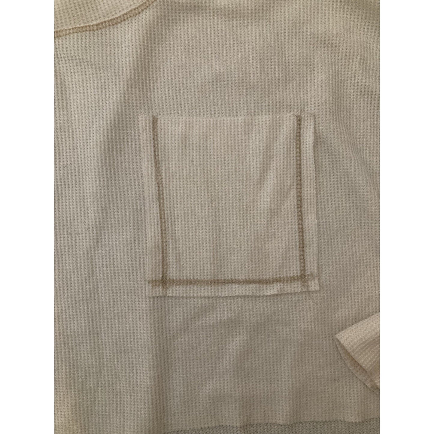 Molly Green Thermal Beige Sweatshirt Waffle Crop Long sleeve With Pocket XS