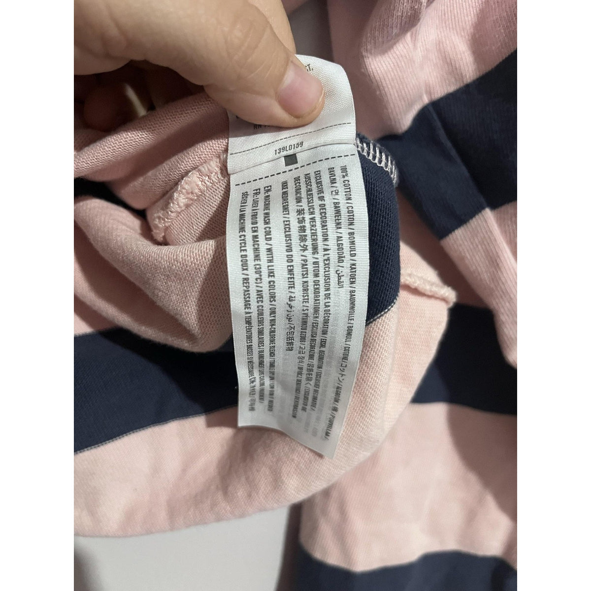 Abercrombie Polo Womens XS Pink Navy Striped Rugby Shirt Long Sleeve Jersey