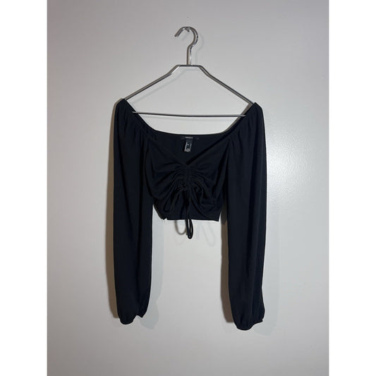 Forever 21 Whimsigoth Black Long Sleeved Tie Front Cinch Large