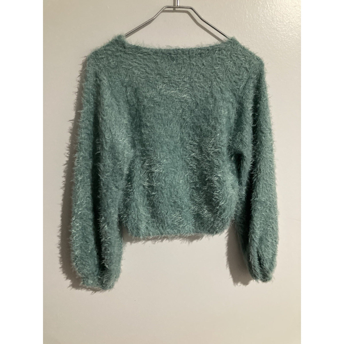Altar'd State Women's Size S Teal Green Soft Furry Long Sleeve Sweater