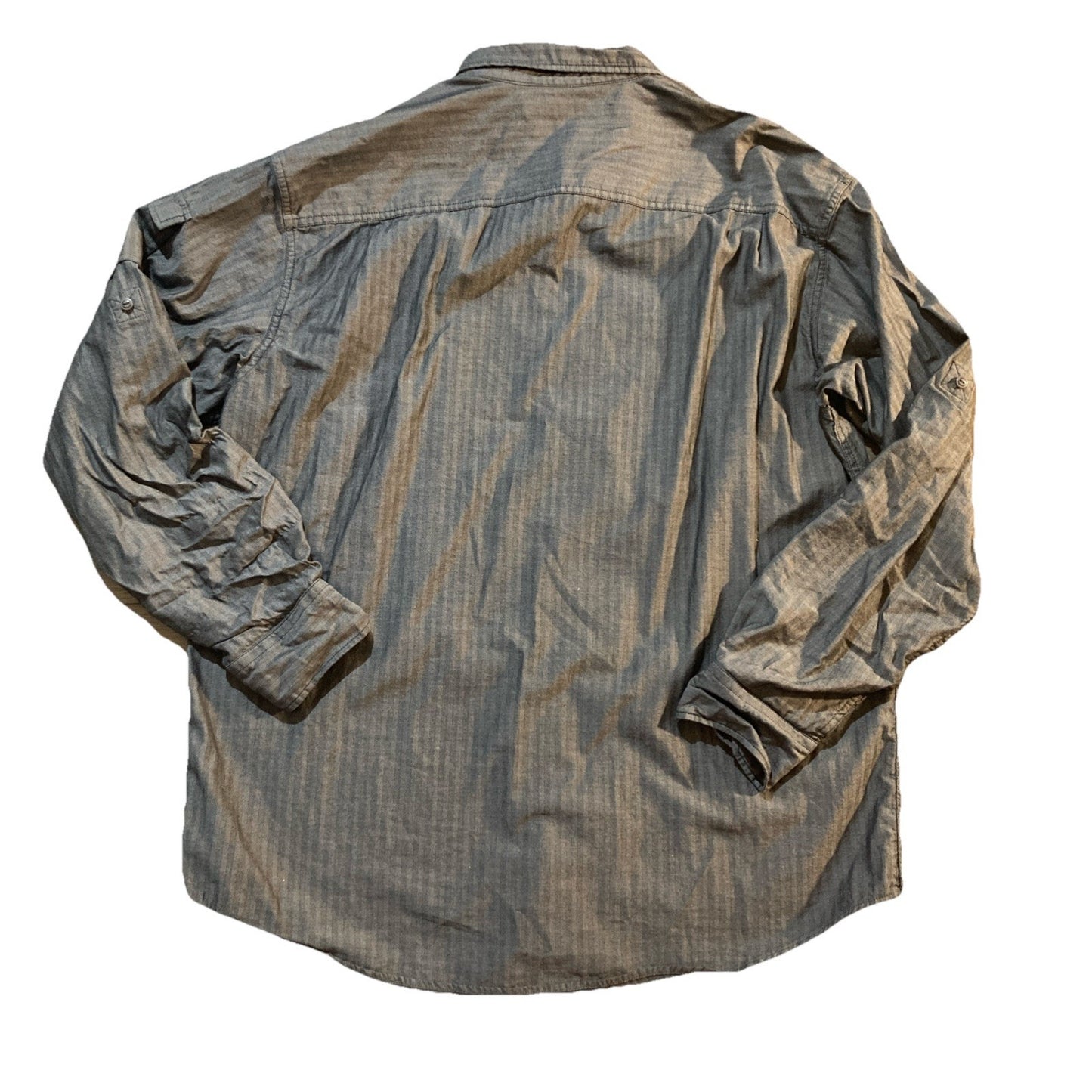 Sean John Men 2XLT Gray 100% Cotton Long Sleeve Military Button Down Shirt
