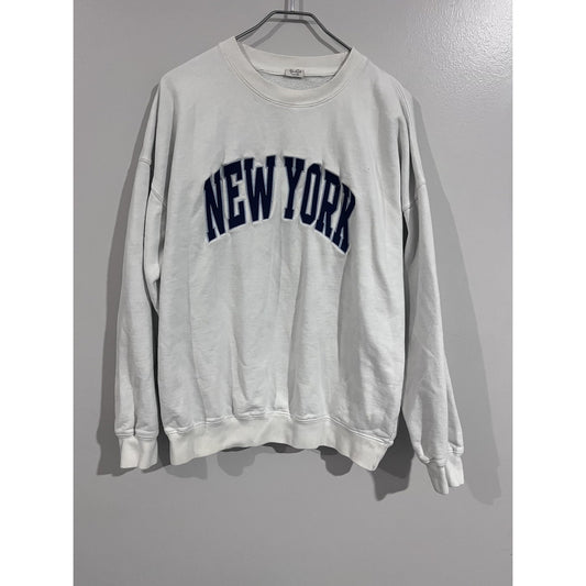 John Galt Sweatshirt Mens M White Pullover Crewneck New York Graphic Fleece