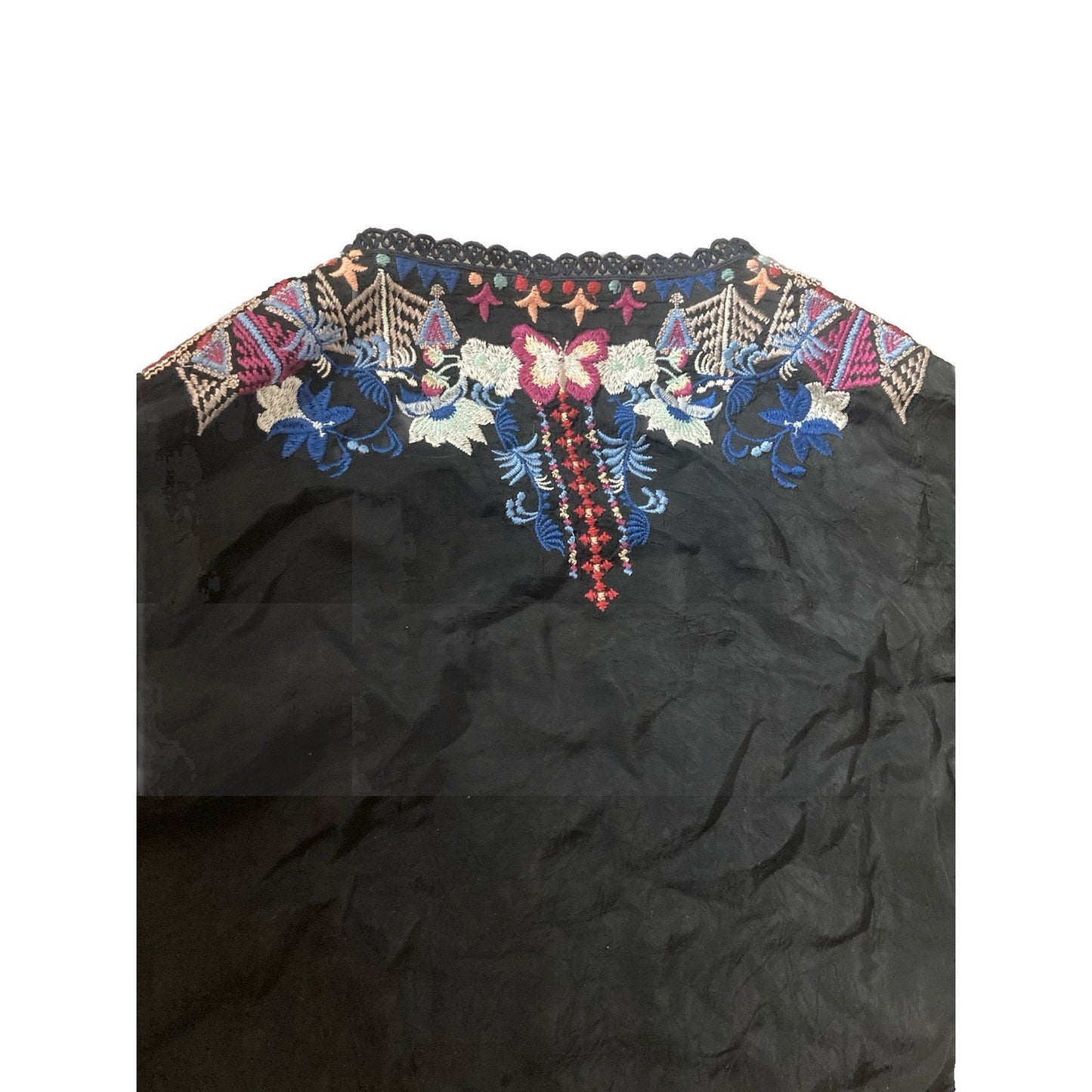 Johnny Was Flare Sleeve Embroidered Butterfly Tunic/Dress Size XS Bohemian