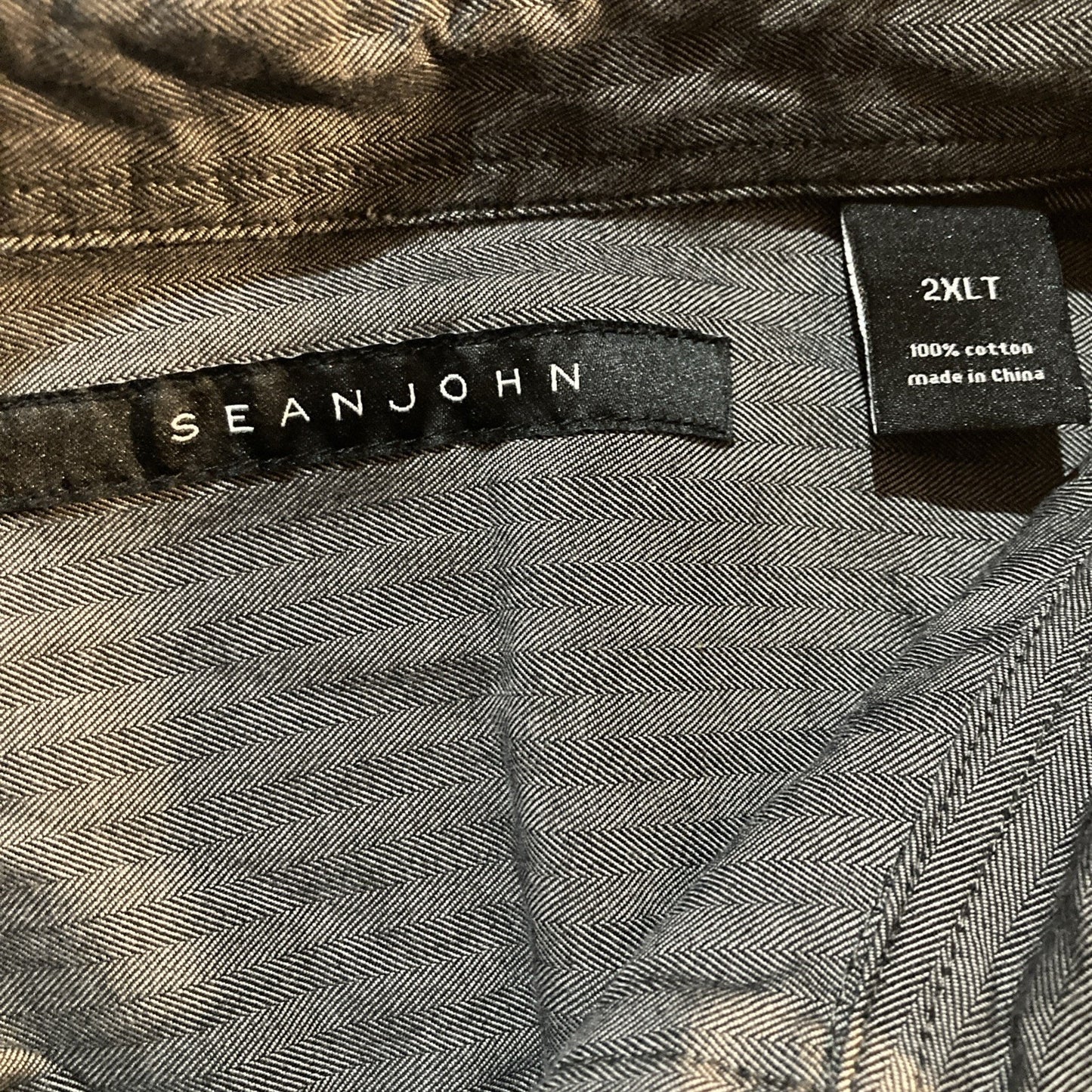 Sean John Men 2XLT Gray 100% Cotton Long Sleeve Military Button Down Shirt