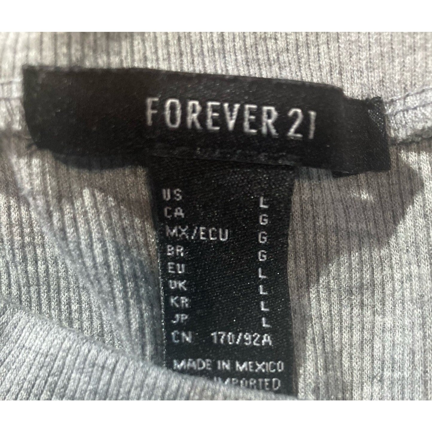 Women's Forever 21 Gray Long Sleeve Crop Top Shirt Size L Cinch Tie Backless