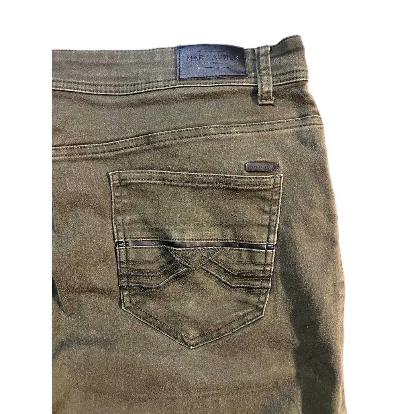 Marc Asher Men's Slim Straight Fit Stretch Denim Jeans Green Regular Size 38x32