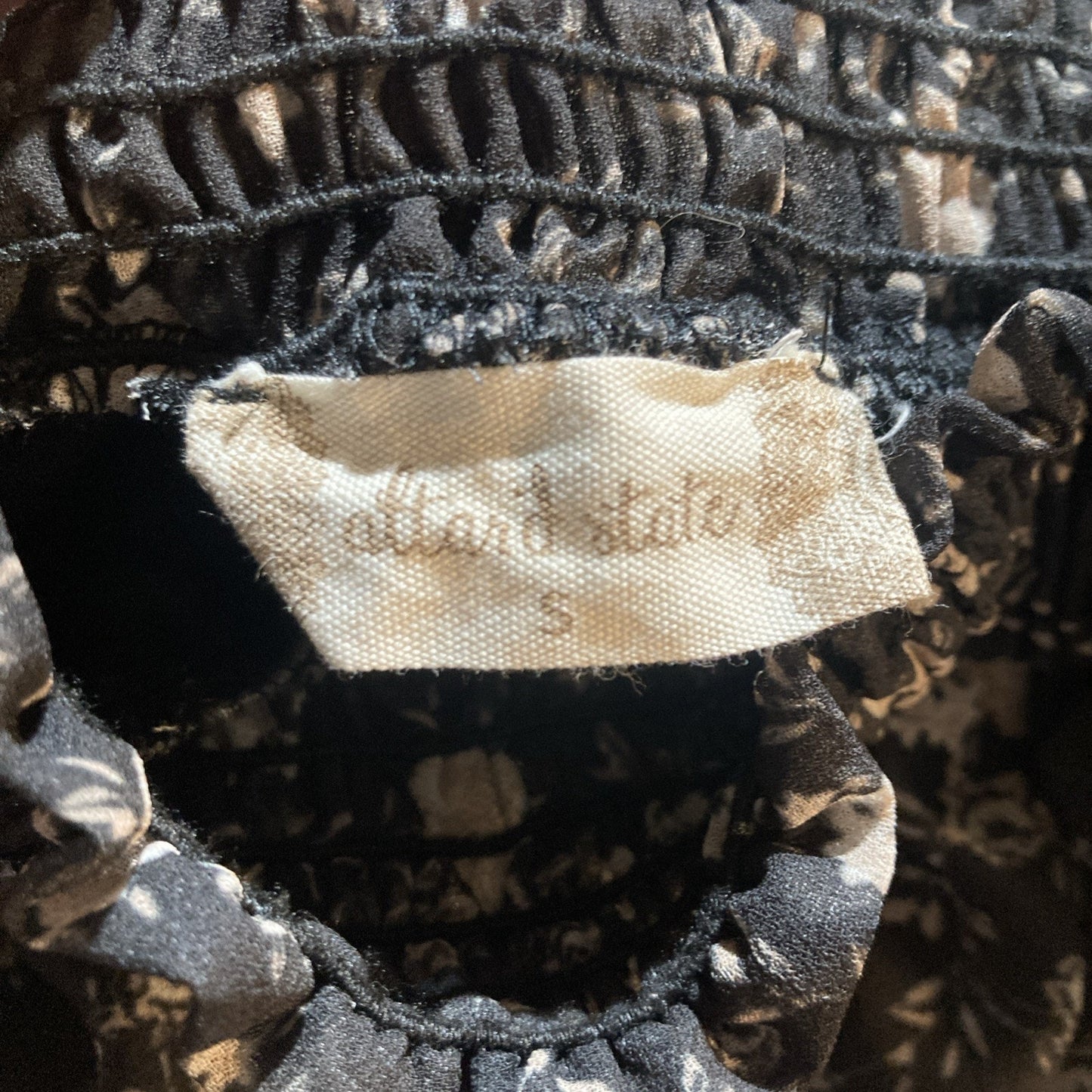 Altar’d State Skirt Women's Size Small Black Beige Floral Lined Ruffled Cinch