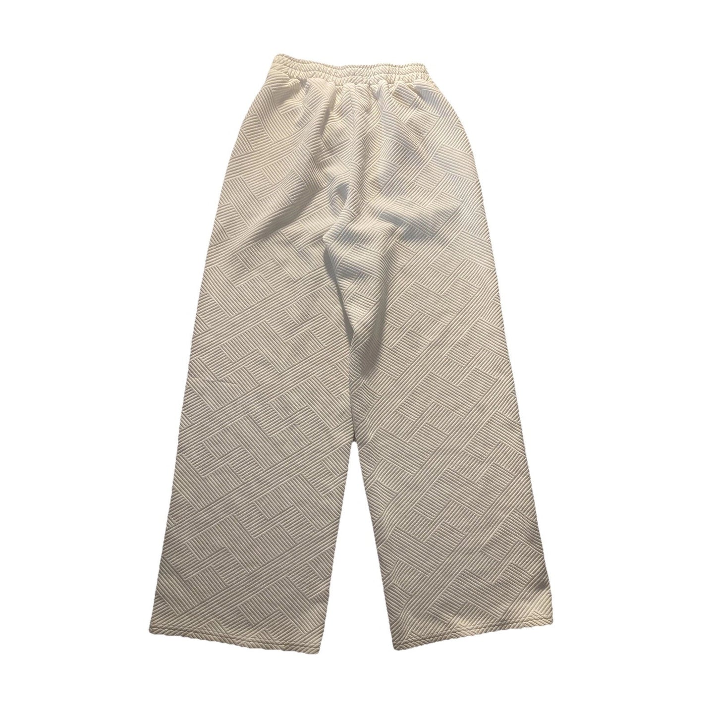 C'ISA Sweatpants Womens Small White Quilted Textured Knit Elastic Waist Relaxed
