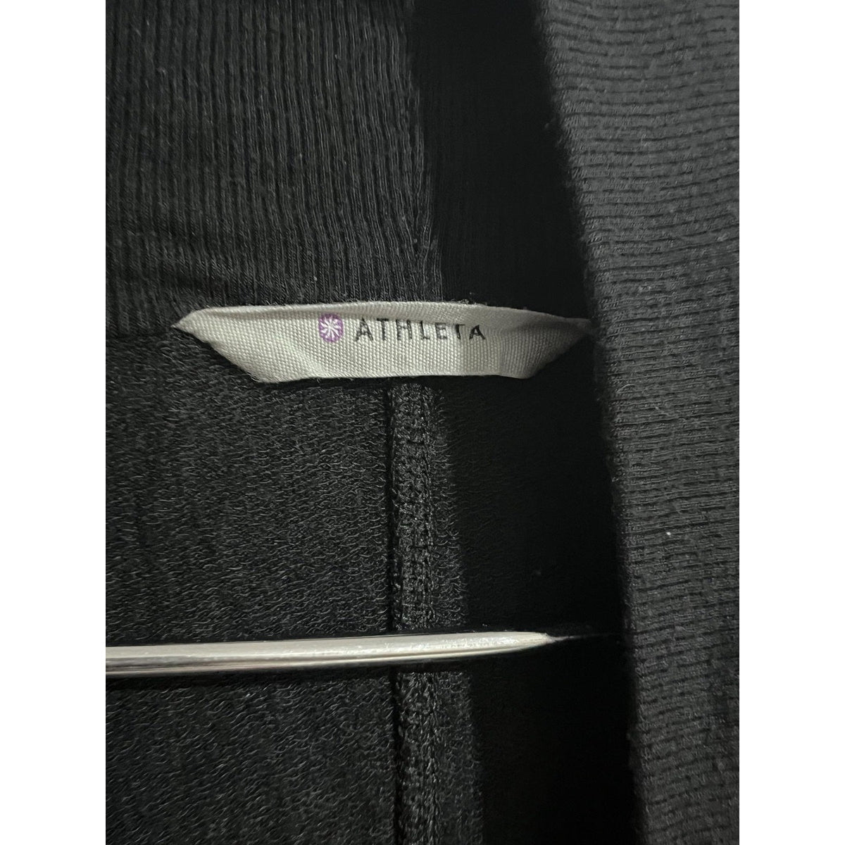Athleta Cardigan Womens XS Black Open Lightweight Stretch Collared Tight-Knit