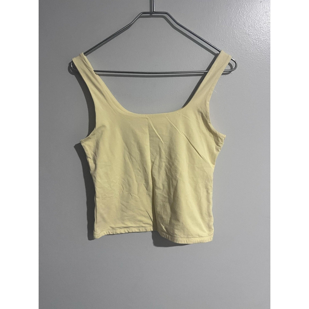 Old Navy Tank Womens L Yellow Basic Square Neck Stretch Tagless Jersey Casual
