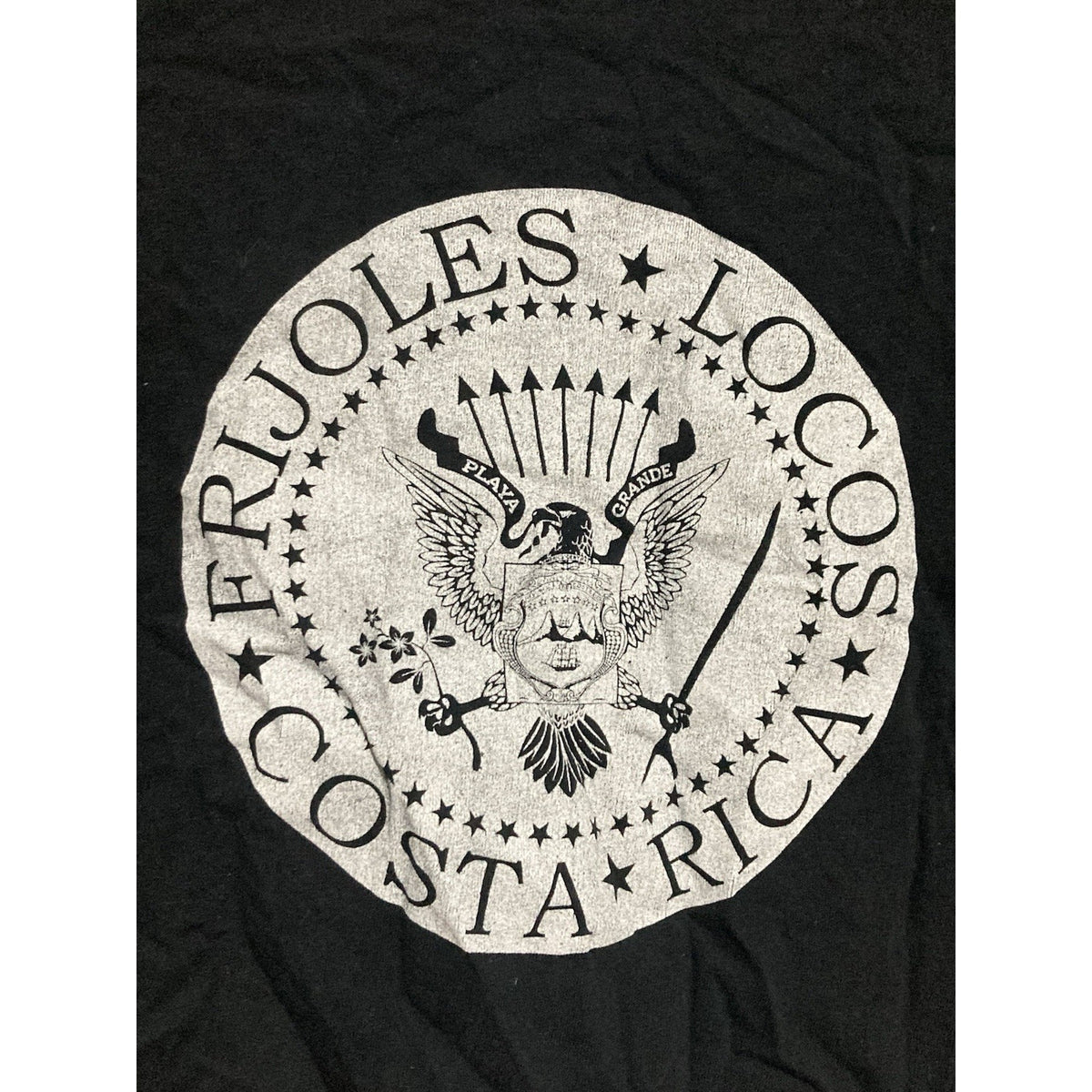 Frijoles Locos Surf Shop Costa Rica Crop Top Size XS Black Logo Graphic