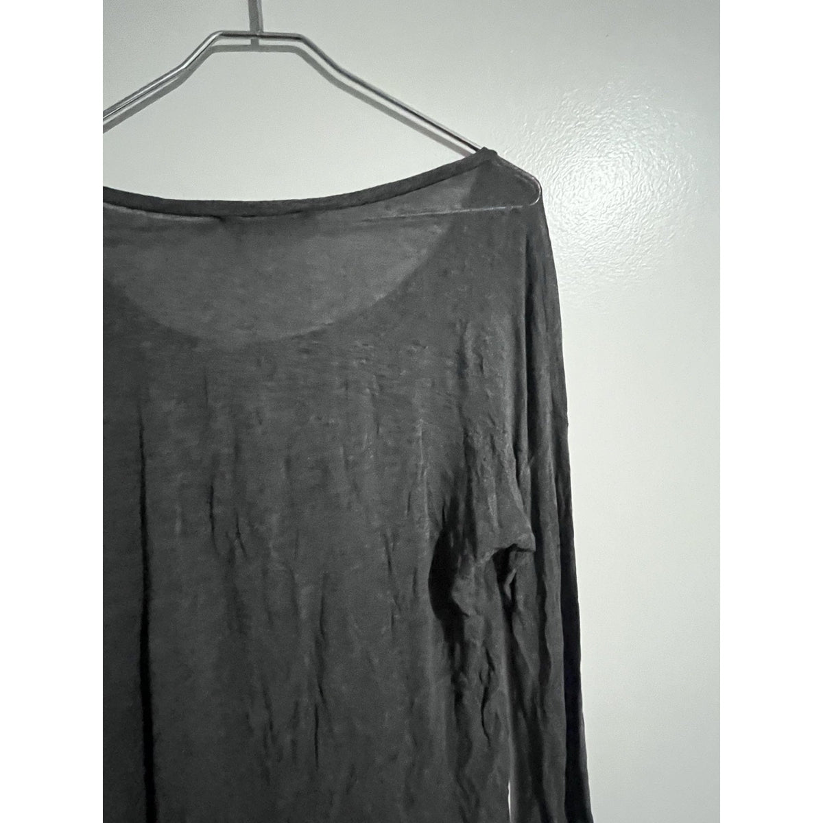 Brandy Melville T-Shirt Womens One Size Gray Scoop Neck Long Sleeve Basic