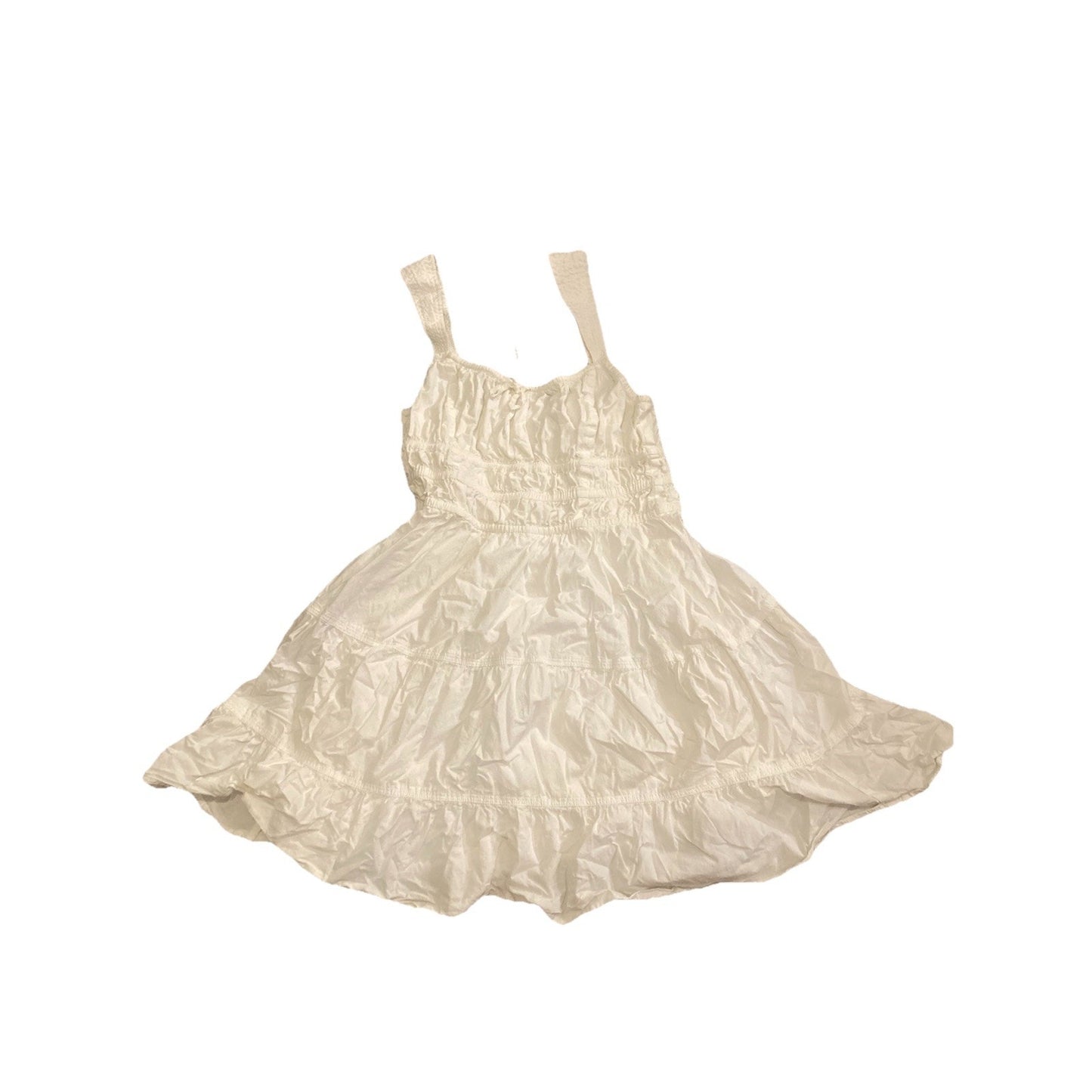 Sunday Best White Milk Maid Type Dress Cinch Tiered With Bow Wide Strap Coquette