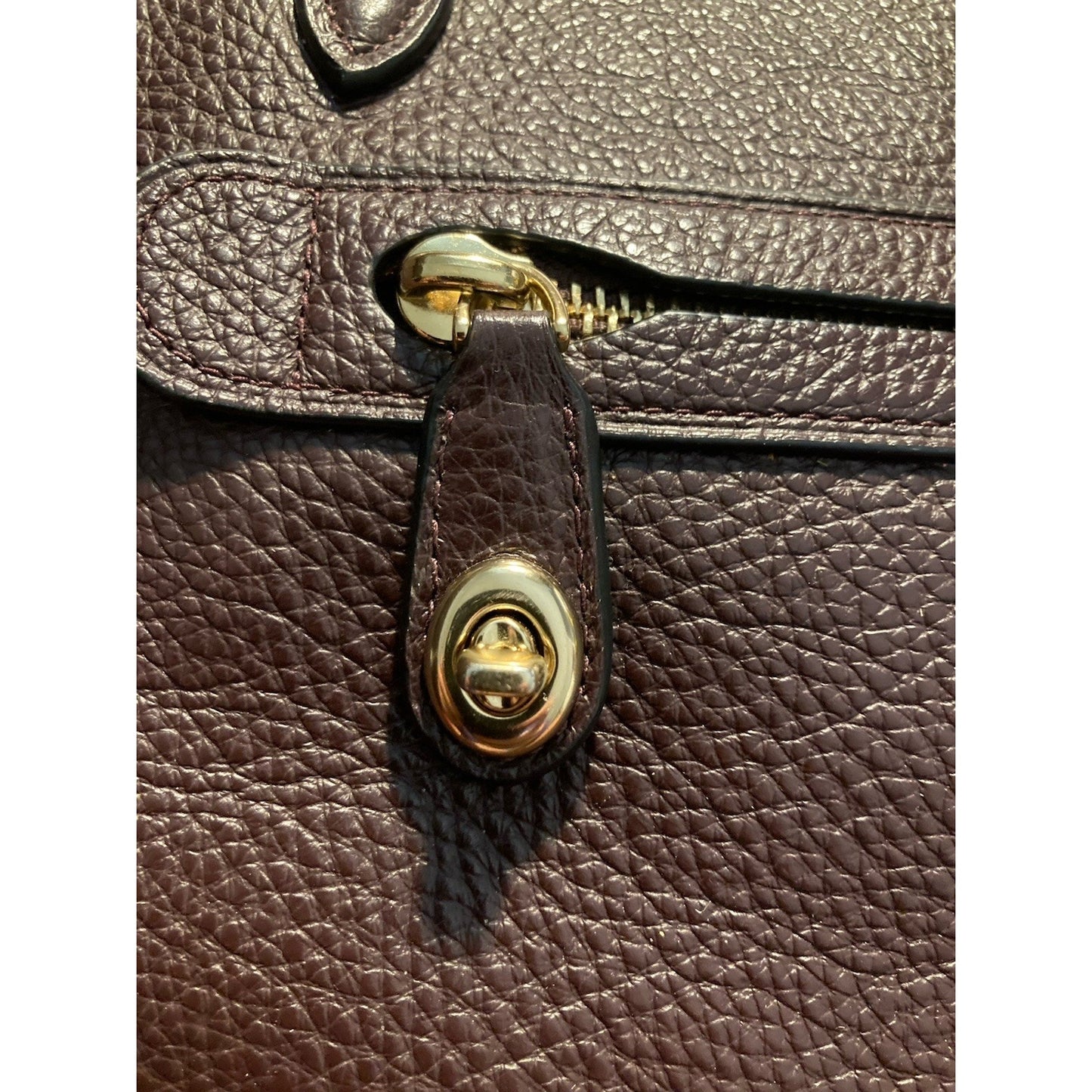Coach F57526 Oxblood Crossgrain Leather City Zip Tote Shoulder Bag Burgundy
