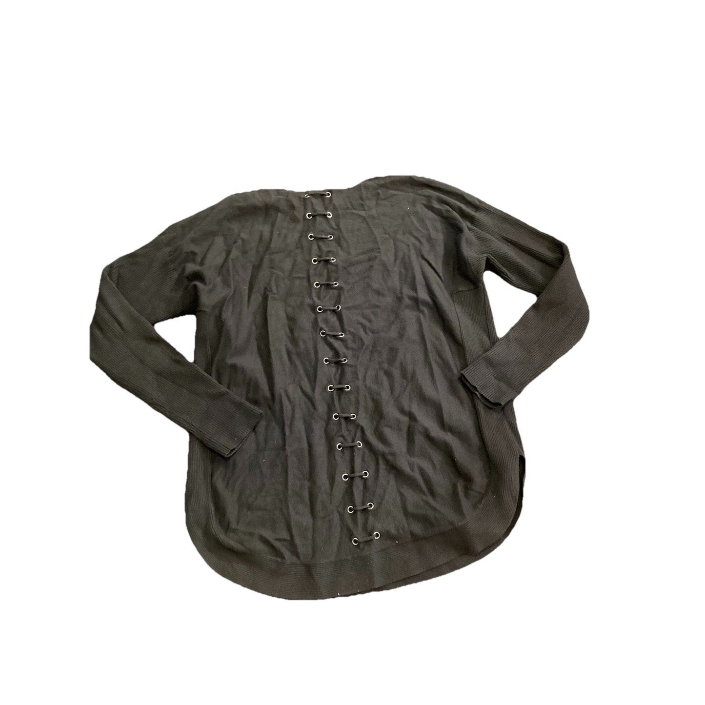 Charlie B Womens Charcoal Gray Long Sleeve Pullover Sweater Size L Grommet Lace