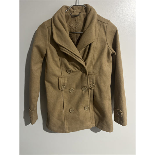 Joujou Women’s Preppy Winter Classy Peacoat Coat Size Large Old Money Beige