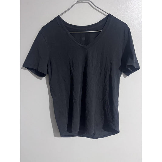 Lululemon T-Shirt Womens M Black V-Neck Short Sleeve Jersey Yoga Tagless Gym