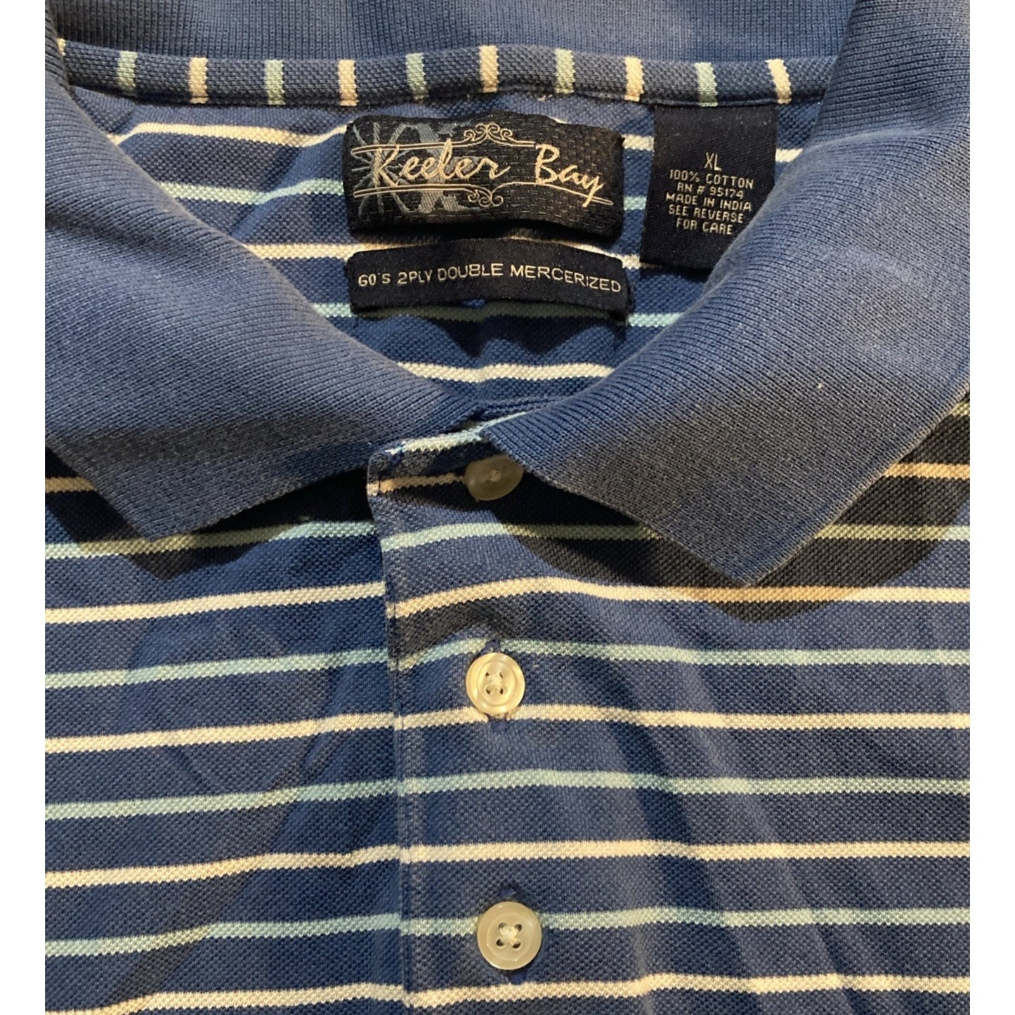 VINTAGE Keeler Bay Golf Polo Shirt Adult XL 2Ply Double Mercerized Cotton Y2K