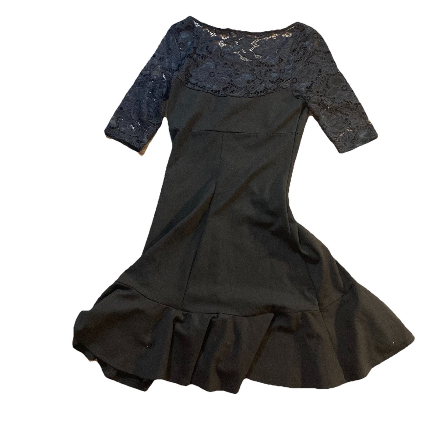 Easel Black Lace Quarter Sleeve Corset Dress Small Tight A Line